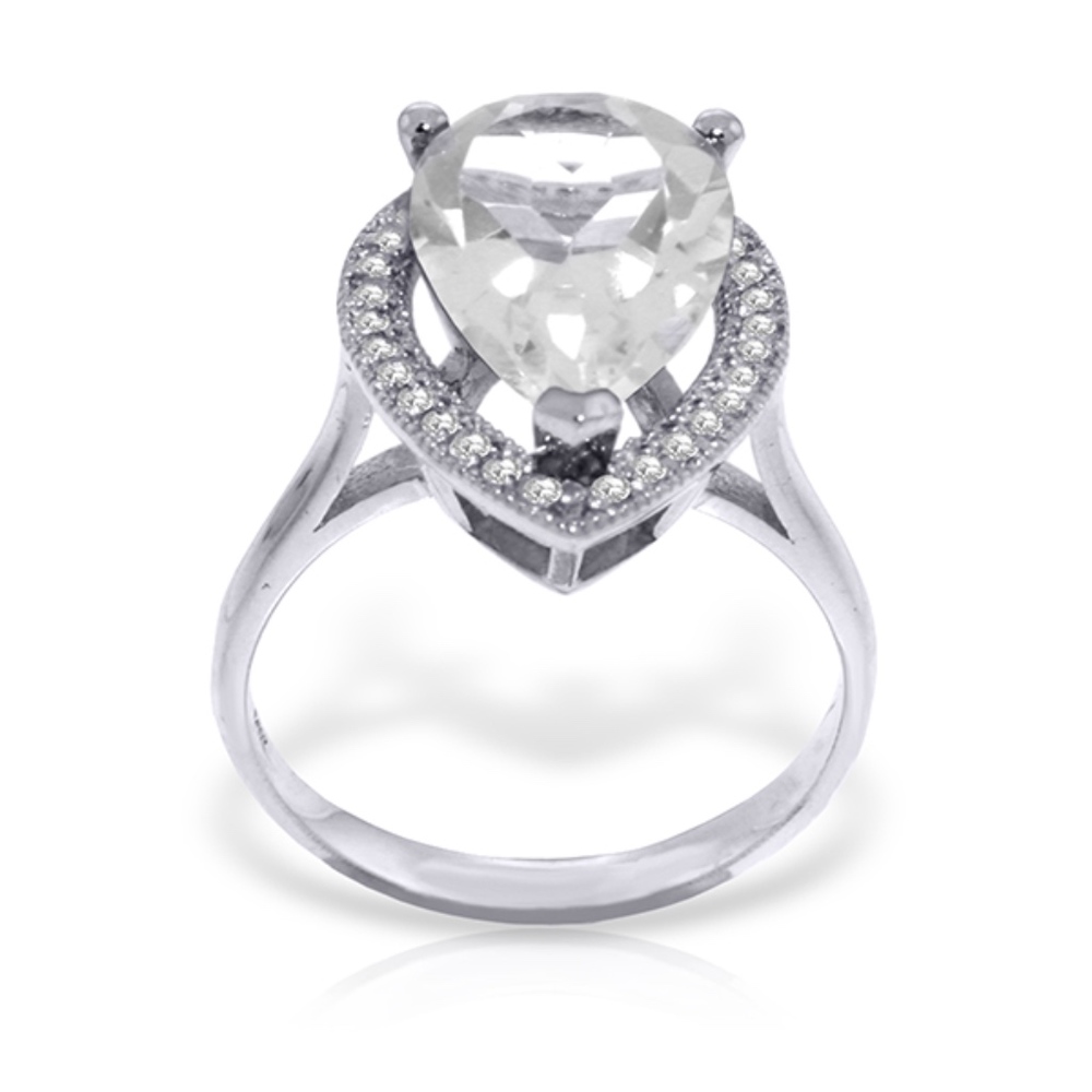 14K. GOLD RING WITH NATURAL DIAMONDS & WHITE TOPAZ - Picture 2 of 5
